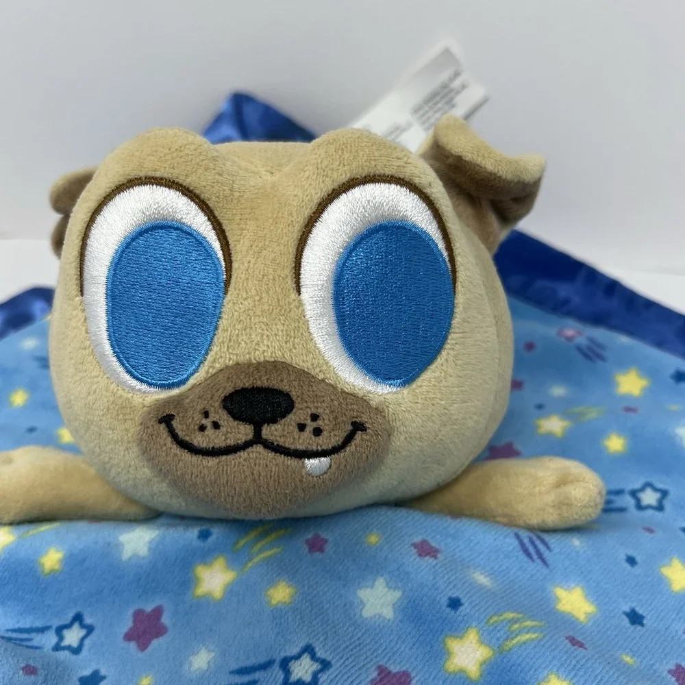 Disney Security Blanket 11in Blue Rolly Puppy Dog Pals Star Satin Lovey